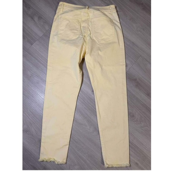 LOFT The Skinny Yellow Cropped Frayed Hem Jeans Women's Size 8 29 - Picture 3 of 9